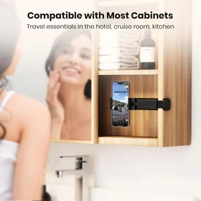 Clearlock Universal Phone Holder For Airplane, Home And Office With 360 Degree Rotation - Black